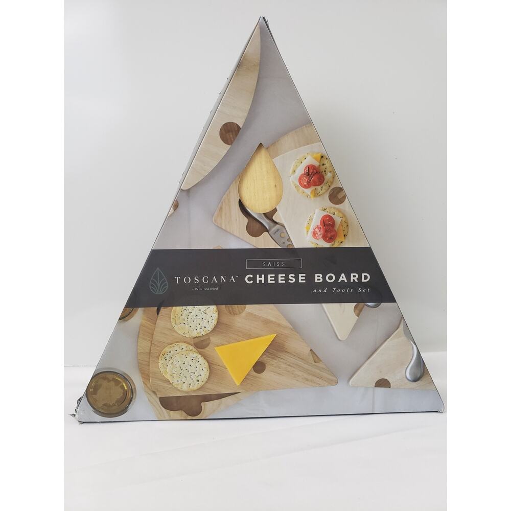 Toscana Swiss Cheese Board Knife Tools Set Platter Picnic Time Brand Family